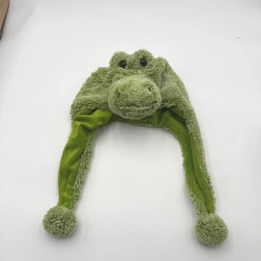 DolliBu Puzzled Green Alligator Crocodile Plush Animal Hat Winter Cap